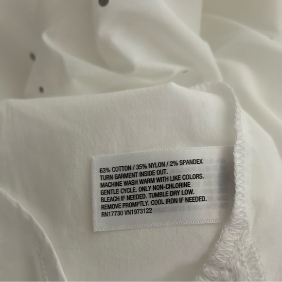 A New Day Pure White Silver Rhinestones Glam Button Down Long Sleeve Shirt Top - Picture 8 of 8